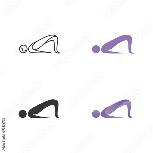 pilates line art color illustrations vector