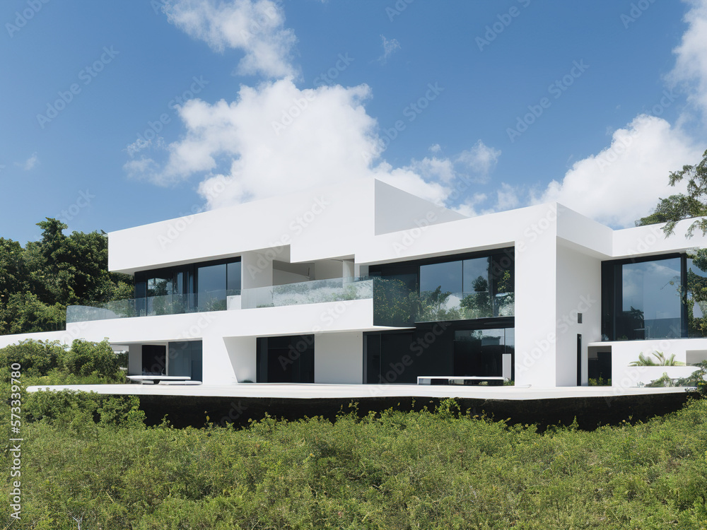Minimalist House with garden , generated with AI tech. Minimalist House with garden , generated with AI tech.