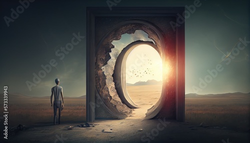 Embodiment of the concept of beginning, new beginnings, fresh starts, new opportunities, starting over, change, innovation. Generative ai illustration