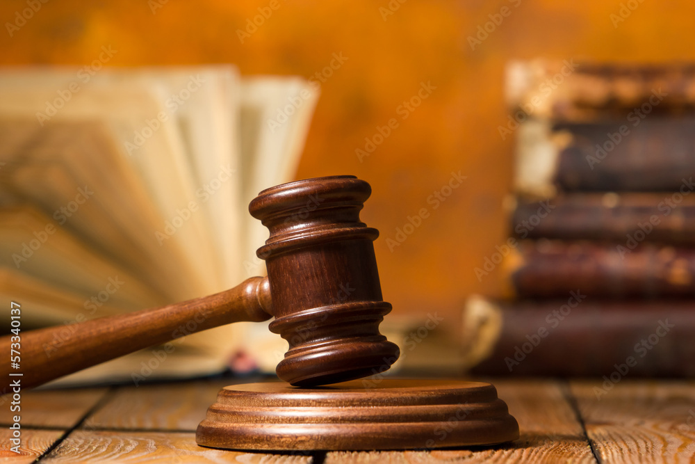 Law and justice concept. Mallet gavel of the judge, scales of justice, books. Copy space for text Law and justice concept. Mallet gavel of the judge, scales of justice, books. Copy space for text