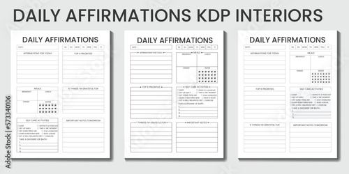  Daily Affirmations Journal and planner KDP Interiors bundle designs