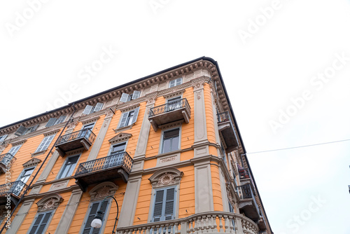 Typical Italian architecture and street view in Turin, Italy