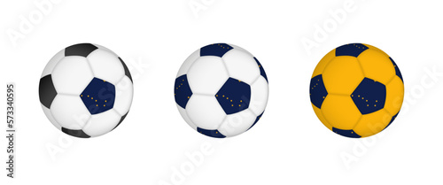 Collection football ball with the Alaska flag. Soccer equipment mockup with flag in three distinct configurations.