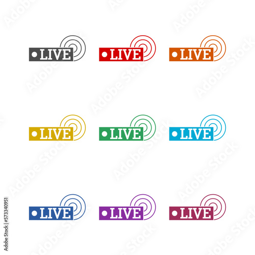 Live broadcast icon isolated on white background. Set icons colorful
