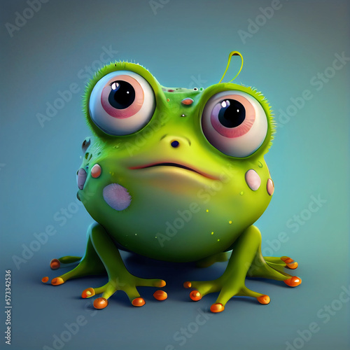Cute vibrant color frog in cartoon style 