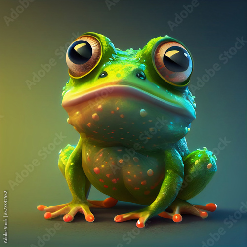 Cute vibrant color frog in cartoon style 