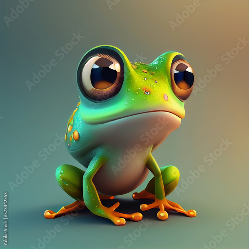 Cute vibrant color frog in cartoon style 