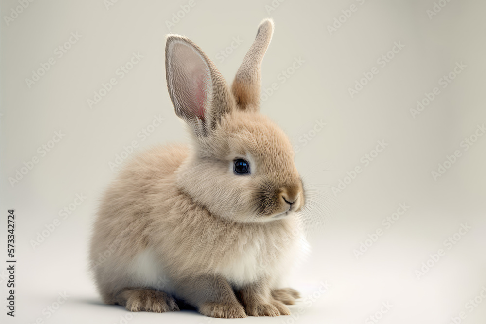 white rabbit on a gray background