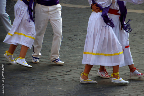 Basque folk dance in a street festival