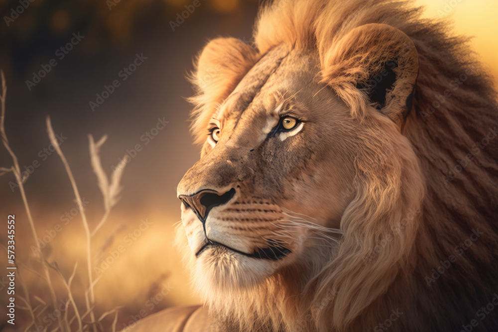 Obraz premium Animal Lion Portrait. Illustration AI Generative