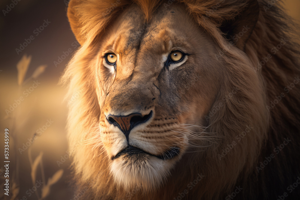 Animal Lion Portrait. Illustration AI Generative