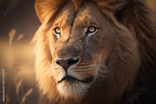 Animal Lion Portrait. Illustration AI Generative © olegganko