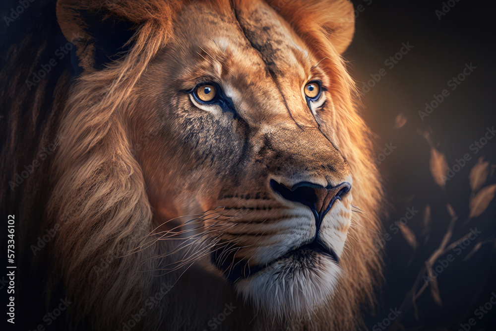 Naklejka premium Animal Lion Portrait. Illustration AI Generative