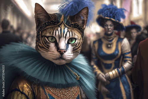 Cat carnival in historic clothes