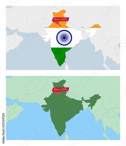 Slika na platnu India map with pin of country capital