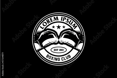Hand with boxing glove logo vector template