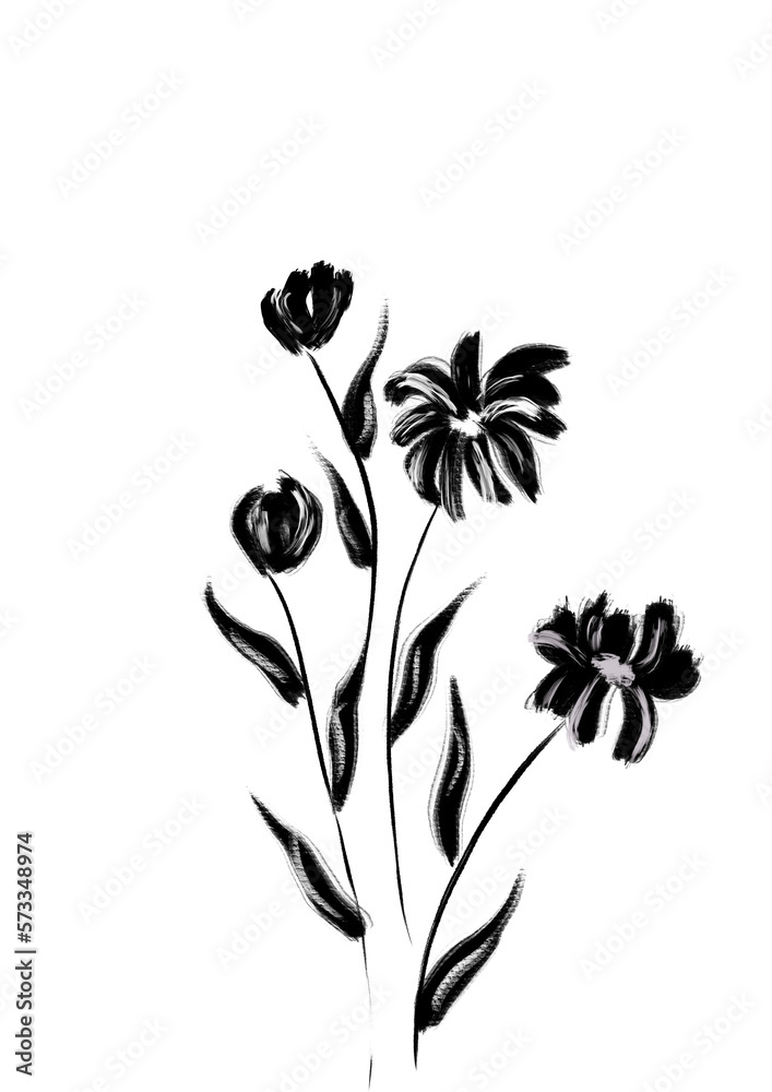 black and white flowers