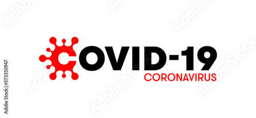 COVID-19 logo for infographics. Coronavirus disease illustration. Creative typography design for blogs and press conferences. Unified visual appearance for pandemic communication.