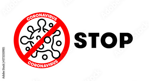 STOP CORONAVIRUS icon vector illustration. Minimal COVID-19 icon for infographics. Dangerous virus symbol line design. Unified visual appearance for pandemic communication.