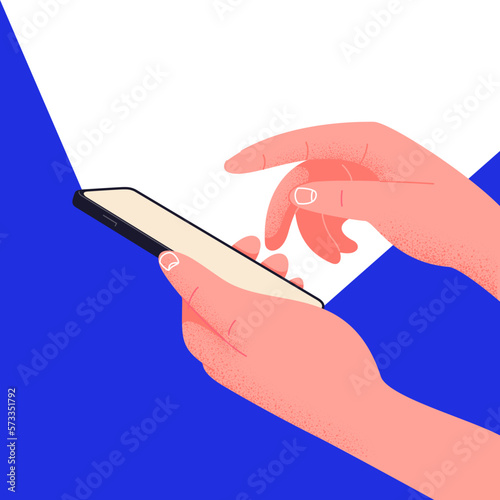Social network life on your phone. Hand holding phone and emojis pop up. Eight emotions, like, heart, love, angry, sad, happy, wonder and kisses. 8 empathetic comment button in high quality vector.