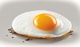  a fried egg on top of a piece of bread on a white surface. generative ai