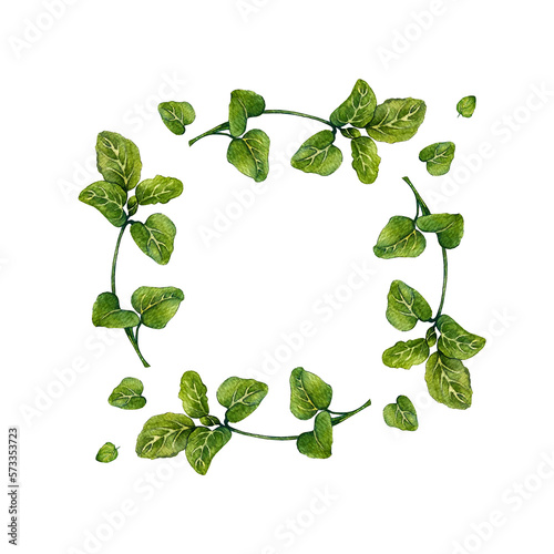 a wreath of leaves and branches of oregano