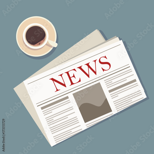 Vector newspaper. Cup of coffee.