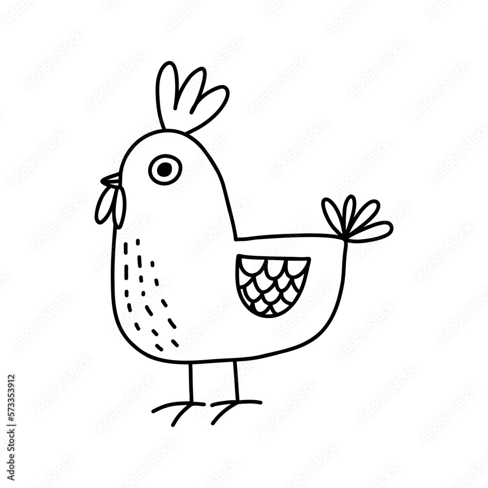 Chicken hand drawn outline doodle icon. Vector sketch illustration for ...