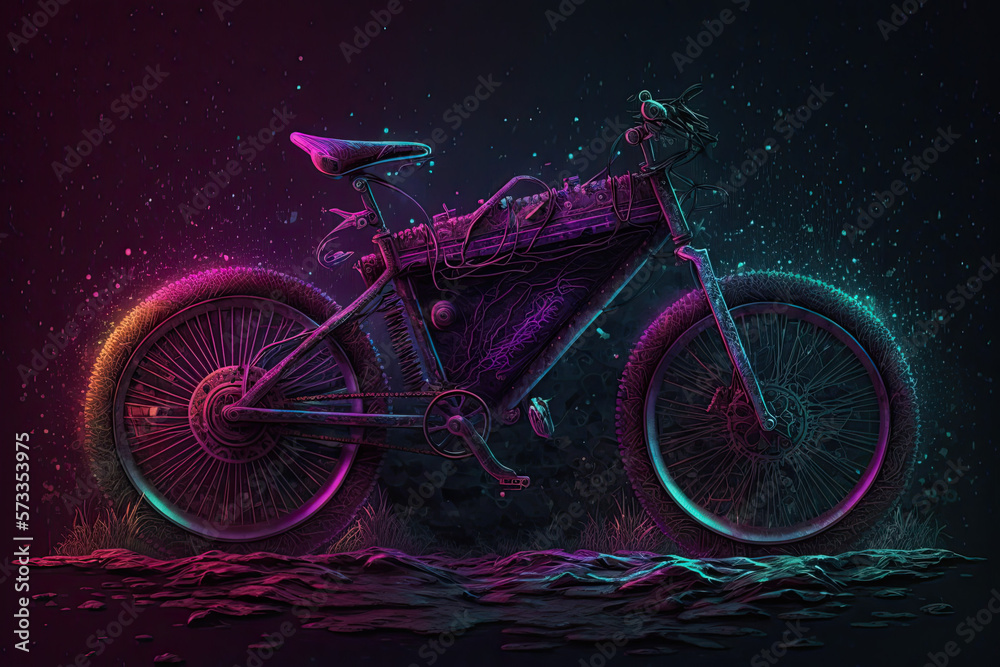 Fototapeta premium Steampunk style bicycle splashing water, generative AI