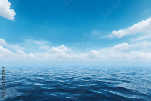 blue sea and cloudy sky ocean landscape generative AI illustration