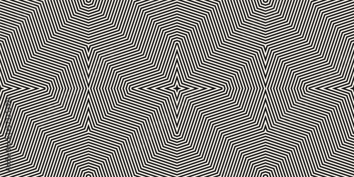 Geometric lines seamless pattern. Abstract vector black and white texture with chevron, stripes, lines. Optical illusion effect. Stylish modern background. Op art. Repeat monochrome geometrical design