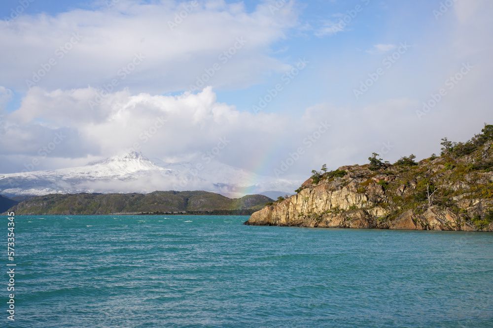 Rainbow over Lago Nordenskjold in Torres Del Paine Patagonia 