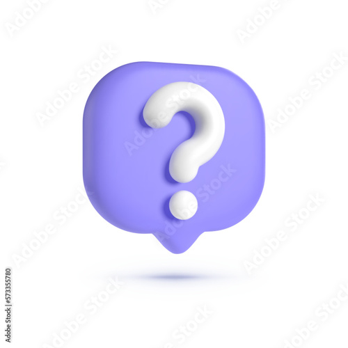 Question mark 3D icon on white background. Realistic 3d purple question mark vector illustration. Business icon, symbol for business. businessman icon. Vector illustration