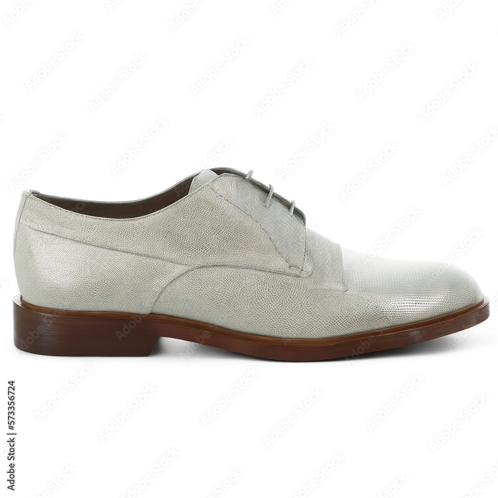 Stylish Elegant Silver Dress Shoe on a Crisp White Background Created with Generative AI and Other Techniques