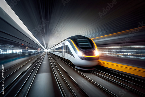 Bullet Train Motion Blur - Generative Ai photo