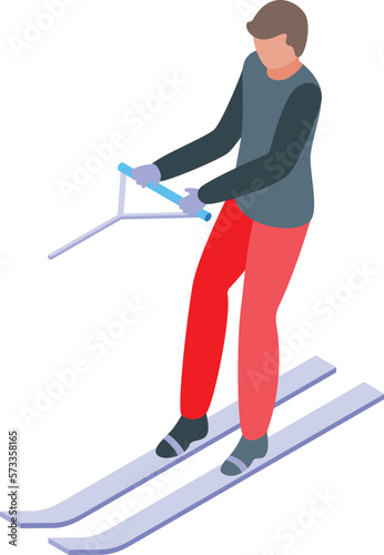 Water skiing icon isometric vector. Beach ski. People boat
