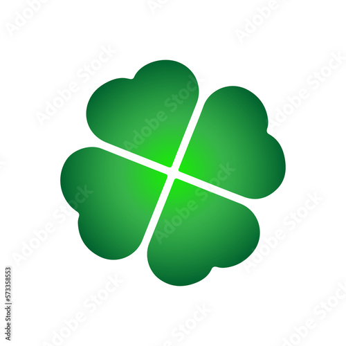 Green Shamrock clover icon. St Patrick day symbol, leprechaun leaf sign. Shamrock clover isolated, flat decorative element. photo
