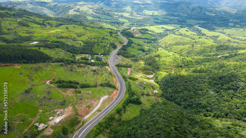 Aerial view of the BR376 highway, known as Serra do Cadeado, in the city of Mauá da Serra, southern Brazil photo