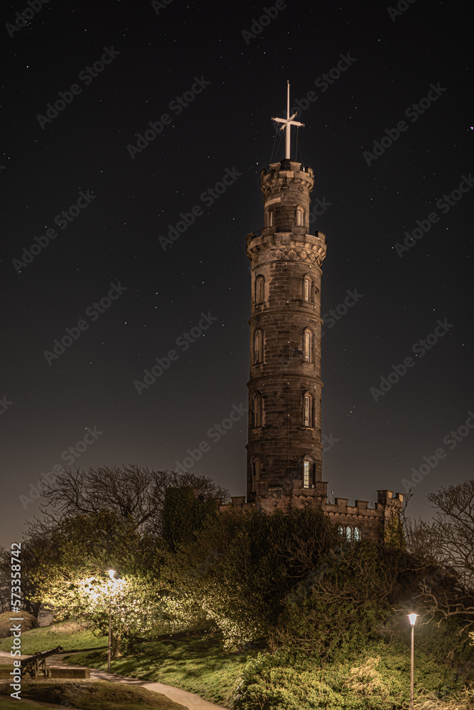Edinburgh's Nelson Monument at night