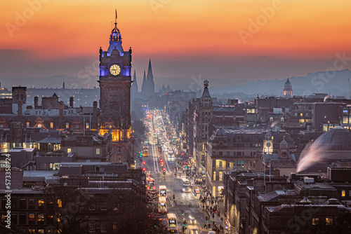 Edinburgh Princes St. at sunset