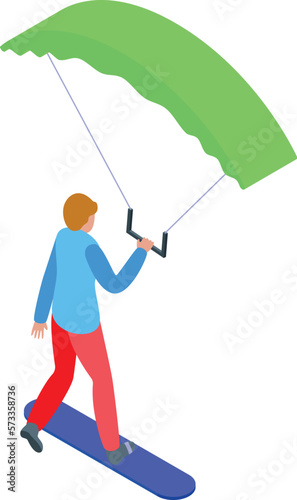 Kitesurfing icon isometric vector. Wind kite. Wave air