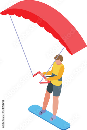 Wind surf icon isometric vector. Active surfing. Boarding freestyle
