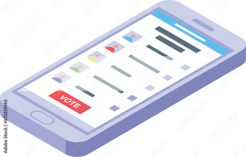 Smartphone electronic voiting icon isometric vector. Vote ballot. Digital voter