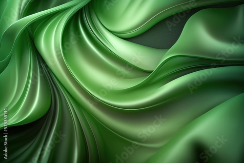 Greeny Wavy Satin Background, generative ai