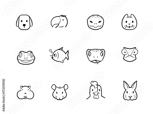 Set of icons with the outline of animals. Front view. The outline icons are well scalable and editable. Contrasting elements are good for icons, signs, different backgrounds and displays. EPS10.