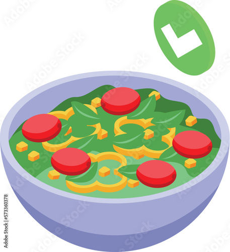 Natural salad icon isometric vector. Health disease. Passive person