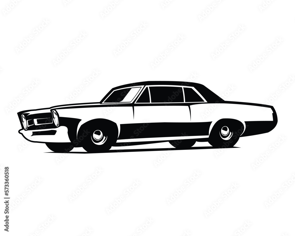 Pontiac GTO Judge silhouette. legendary muscle car vector design of 1969. isolated white background view from side. Best for its incredible speed, logo, badge, emblem, icon, sticker design.