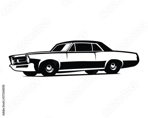 Pontiac GTO Judge silhouette. legendary muscle car vector design of 1969. isolated white background view from side. Best for its incredible speed  logo  badge  emblem  icon  sticker design.