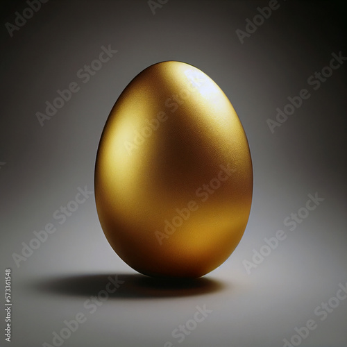 Gold egg isolated on a black background. Easter golden egg. 3d realistic mockup object. Created with Generative Ai technology