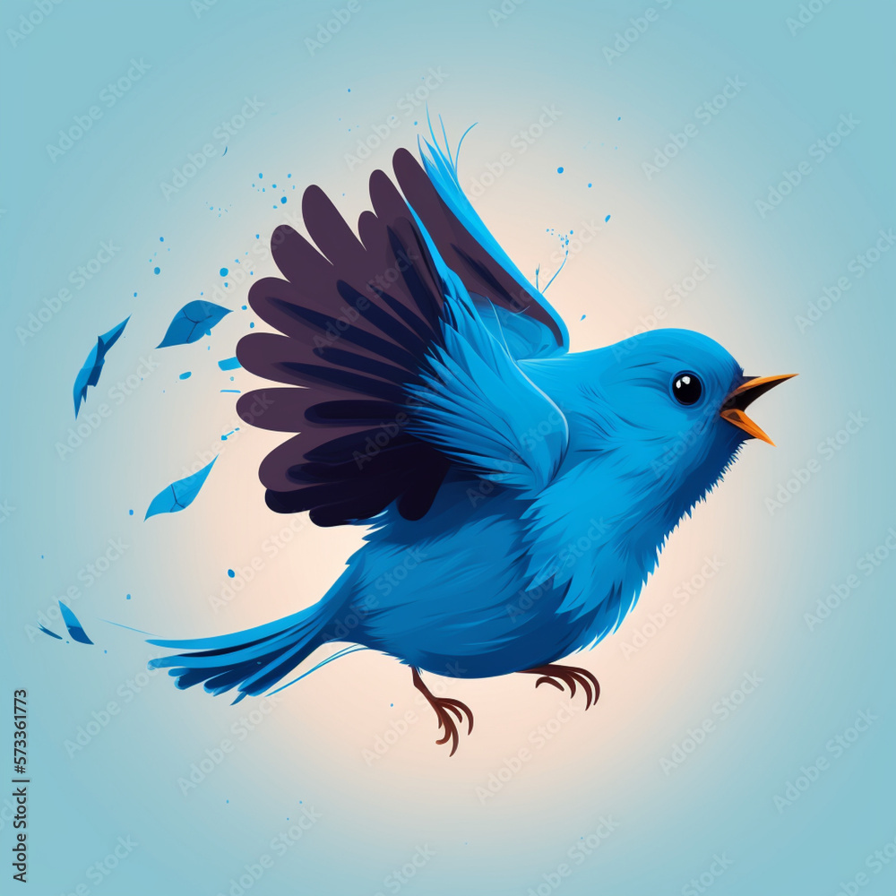 Fototapeta premium blue bird with heart